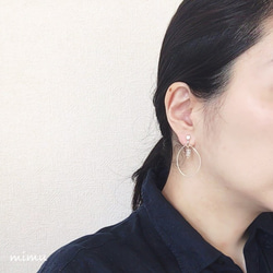 【6月誕生石】ムーンストーン×silver drop hoop earring[ピアス・ノンホールピアス] 4枚目の画像