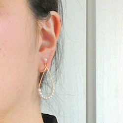 上品で可愛いpearl hoop earring[ノンホールピアス・ピアス] 3枚目の画像