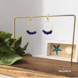 【9月誕生石】夜空の輝きlapislazuri hoop earring[ノンホールピアス・ピアス] 3枚目の画像