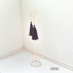 18kgf  gold×brown long tassel earring[ピアス] 2枚目の画像