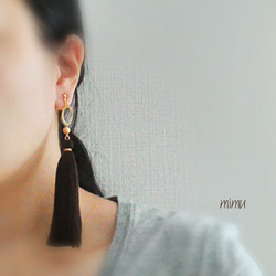 18kgf  gold×brown long tassel earring[ピアス] 3枚目の画像