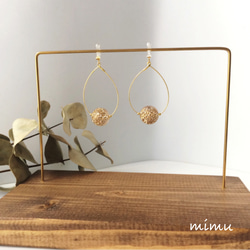 クリアな輝き☆gold flower drop hoop earring [ノンホールピアス・ピアス] 2枚目の画像