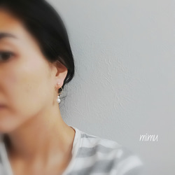 (再販)上品な華やかさ☆white×gold pearl earring[ノンホールピアス] 3枚目の画像