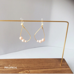 Mermaid ☆ pearl × drop hoop earring[ノンホールピアス・ピアス] 2枚目の画像