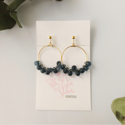 月夜の輝き☆blue black×hoop earring[ノンホールピアス･ピアス] 1枚目の画像