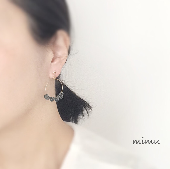 月夜の輝き☆blue black×hoop earring[ノンホールピアス･ピアス] 3枚目の画像