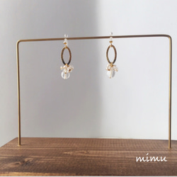 上品さと透明感☆gold oval wave × clear × pearl earring[ピアス] 2枚目の画像