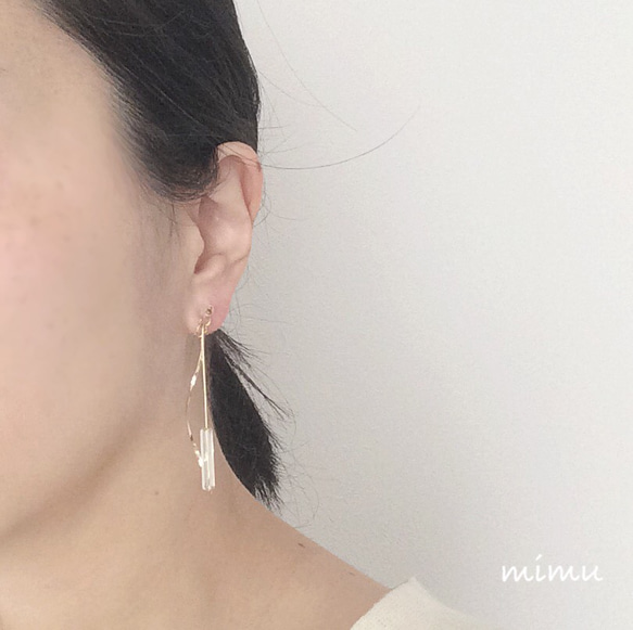 クリアline×curve line earring[ノンホールピアス・ピアス] 4枚目の画像