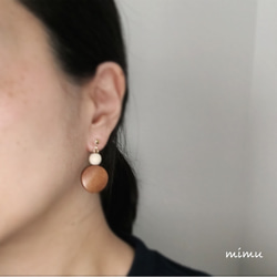 まろやかなブラウン色☆wood earring[ノンホールピアス・ピアス] 4枚目の画像