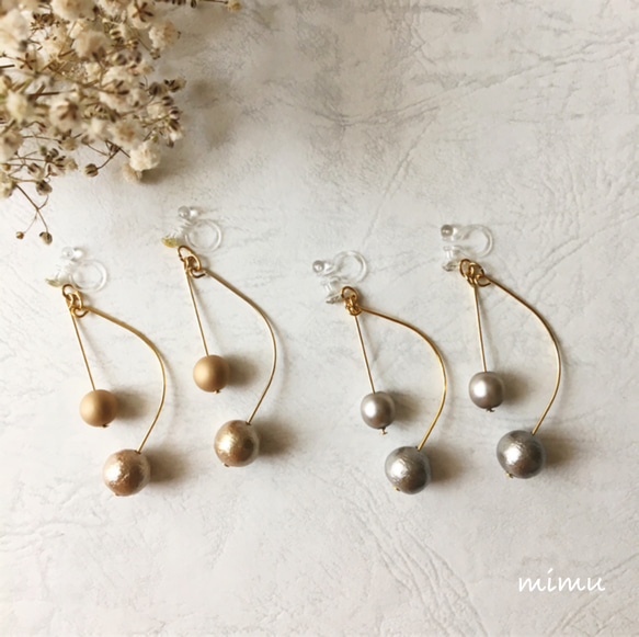 淑やかな装い☆silver×gray pearl & line earring[ピアス] 4枚目の画像