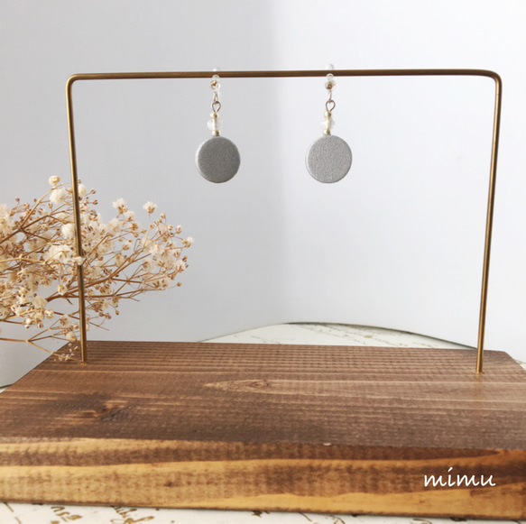 プラチナ×シルバー☆wood earring[ノンホールピアス・ピアス] 2枚目の画像