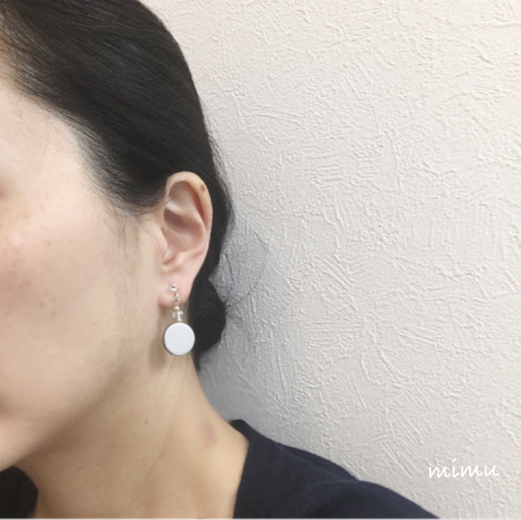 プラチナ×シルバー☆wood earring[ノンホールピアス・ピアス] 4枚目の画像