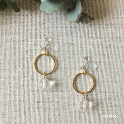 14kgf 一粒の水晶×gold earring [ノンホールピアス･ピアス] 1枚目の画像