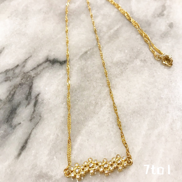 〔7to1〕flower pave necklace 1枚目の画像