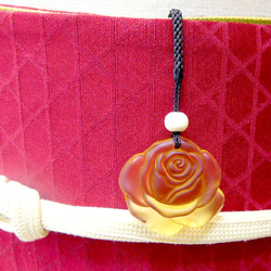 高品質シトリン 薔薇 ローズ フラワー 彫刻 根付 帯飾り 4枚目の画像