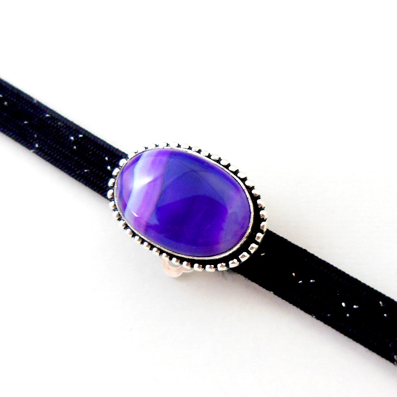 [石美 SEKIBI] レースオニキス 銀細工 帯留め