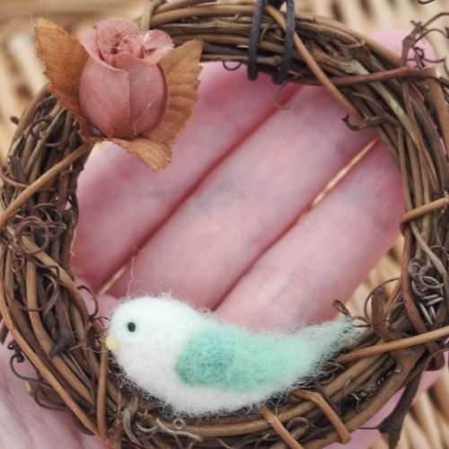 フラワーリース&羊毛フェルト文鳥さん フラワーリース&羊毛フェルト文鳥さん
