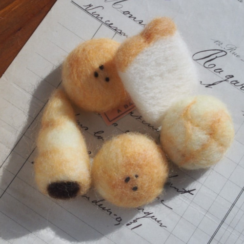 森のふわふわパン 羊毛キット パン 2個set 工作 ハンドメイド