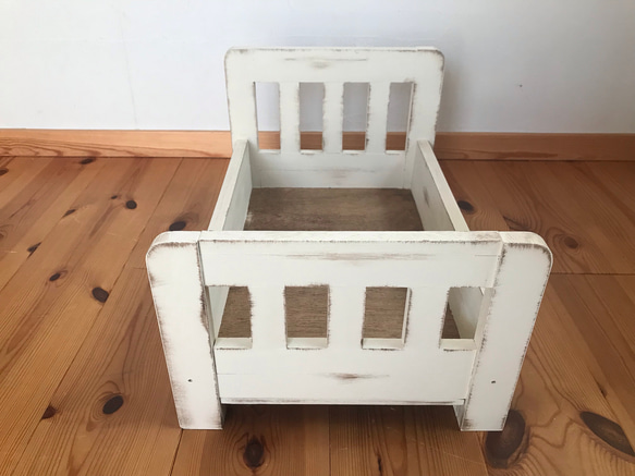 ニューボーンフォト   撮影用雑貨   木箱   ベッド   アンティーク風   縦40cm（内寸）タイプ 8枚目の画像