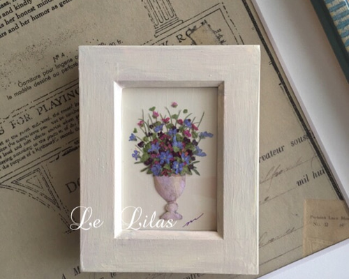 押し花ミニ額（タテ）++ベースの花々 アートフラワー Le Lilas
