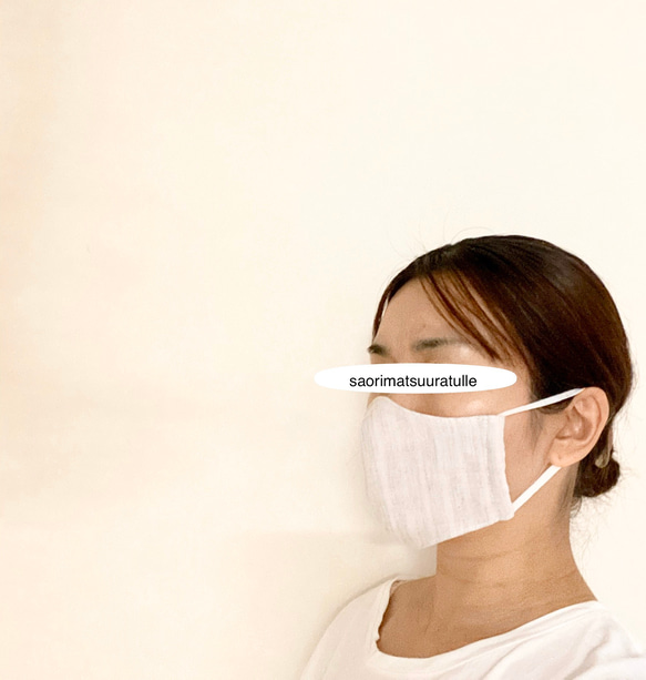 応援企画⭐️大人用マスク(淡グレー×ピンク・ストライプ)表裏ダブルガーゼ、リバーシブル 4枚目の画像
