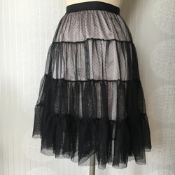 tulle skirt「dots」【black】 2枚目の画像