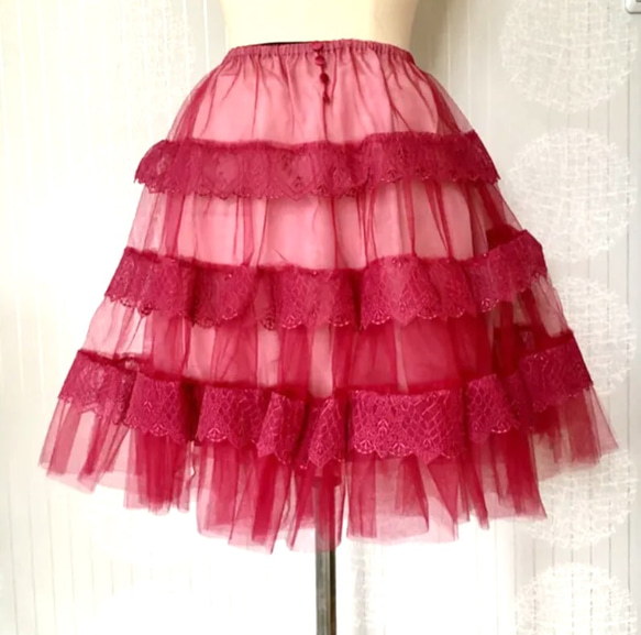 tulle skirt 「arabesque」【Berry pink】 1枚目の画像