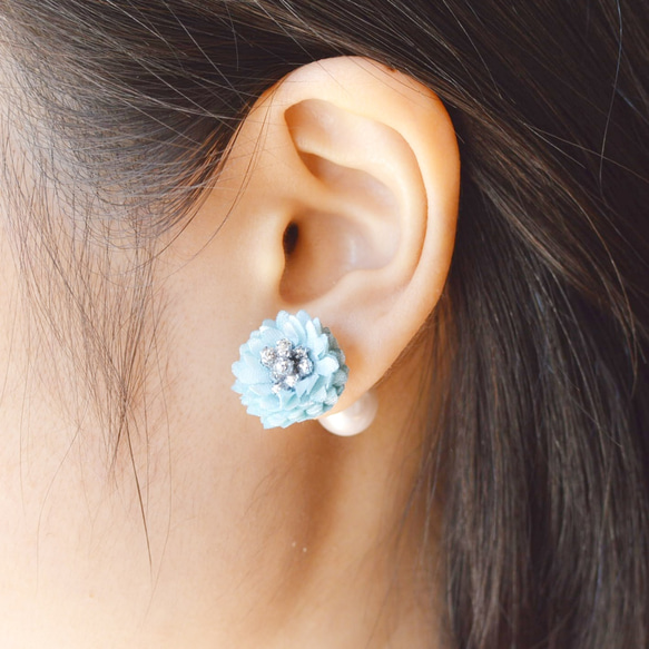 媽媽珍珠耳環：藍色 第1張的照片