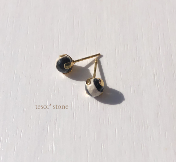 一線天珠 天然石一粒ピアス/Gサージカルステンレス ピアス（スタッド
