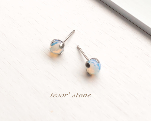 クリエイテッド オパール 一粒ピアス/サージカルステンレス ピアス