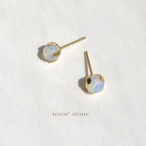 クリエイテッド オパール 一粒ピアス/サージカルステンレス ピアス