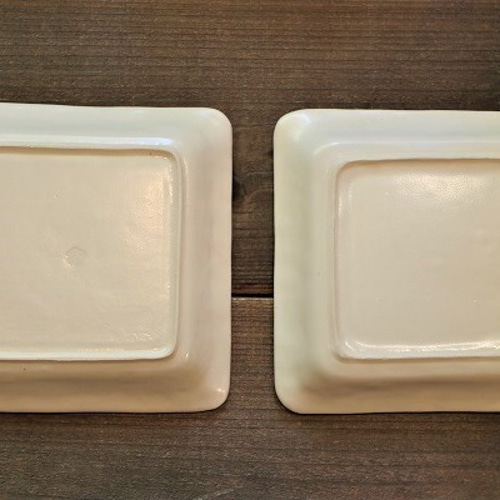 作家 ガラス作家 角皿 四角皿 プレート ドット ピンク×オレンジ 作家