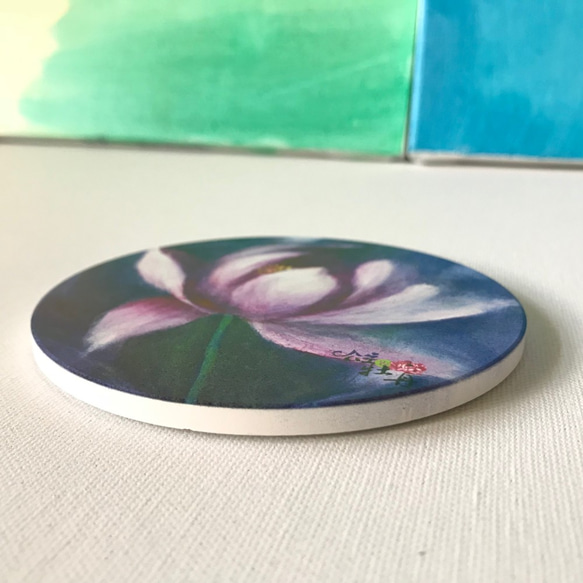 陶瓷吸水杯墊(紫蓮花) 第2張的照片