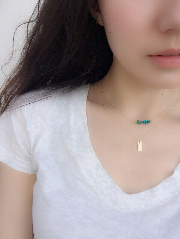 Double chain turquiose necklace 4枚目の画像