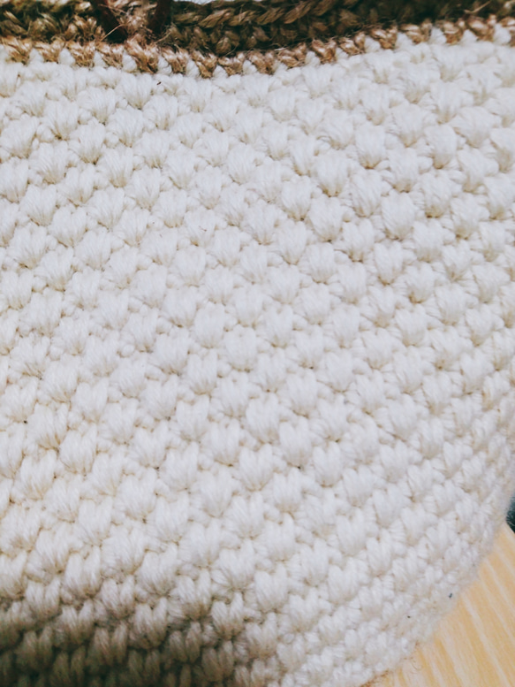 麻紐×ウルグアイウール毛糸ニットバッグミルクホワイト 4枚目の画像