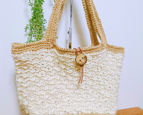 【専用】麻紐バッグ　オモシロバッグ［四角］BIG／モザイク編みバッグ２点 専用】麻紐バッグ オモシロバッグ［四角］BIG／モザイク編み