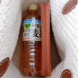 麻ひも×ウルグアイウール模様編みの合成皮持ち手バッグホワイトミルク 5枚目の画像