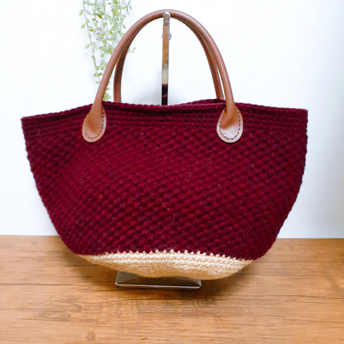 ✧‧˚ Fatima✧‧˚ハンドメイド 手編み バタフライ模様 バッグ クラフトバンド レシピ】ハーフライン菱模様バッグ | M's Factory