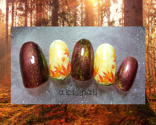No.346 ネイルチップ　赤　ニュアンス　うるうる　マグネット　秋　紅葉 No.346 ネイルチップ 赤 ニュアンス うるうる マグネット 秋