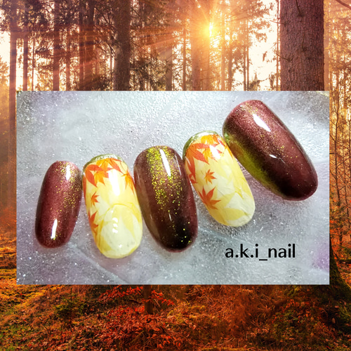 No436/ジェルネイルチップ☆付け爪~秋ネイル~紅葉☆マグネット