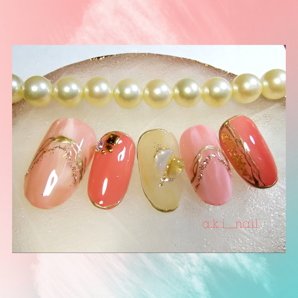 ネイルチップ・付け爪 na. No444/ジェルネイルチップ☆付け爪~アプリコットピンク
