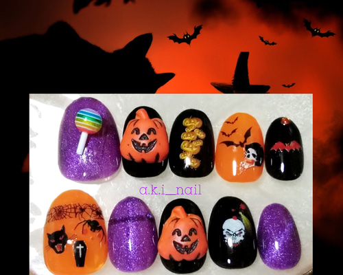 No668/ジェルネイルチップ☆付け爪〜ハロウィンネイル☆限定