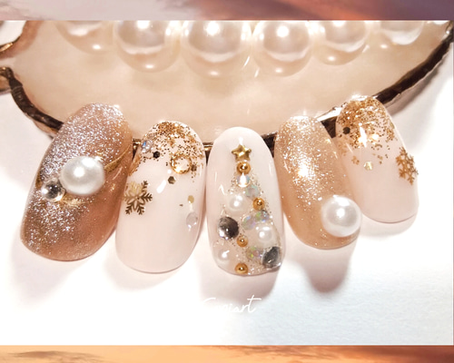 No699/ジェルネイルチップ☆付け爪〜クリスマスネイル☆マグネット