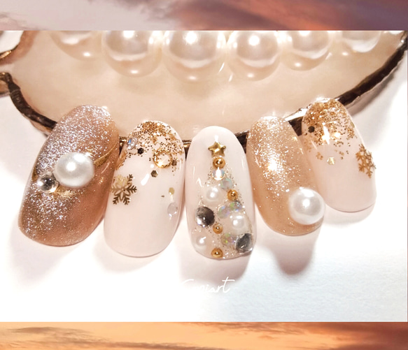 No699/ジェルネイルチップ☆付け爪〜クリスマスネイル☆マグネット