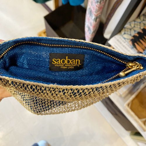 葛 ラオス原産Saoban（サオバン）・ 葛糸 編みポーチ【葛糸