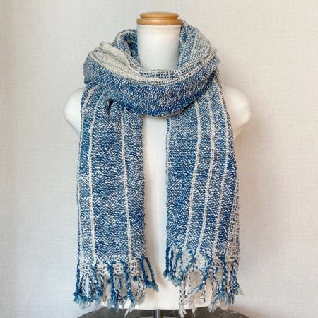 ラオス原産Saoban（サオバン）・  ラオコットンマフラー・空色