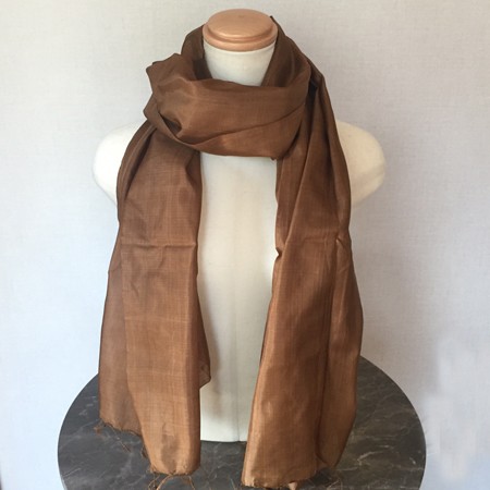 フェアトレード　着物ストール　シルクストール　シルク　カンボジアシルクストール◆ブラウン