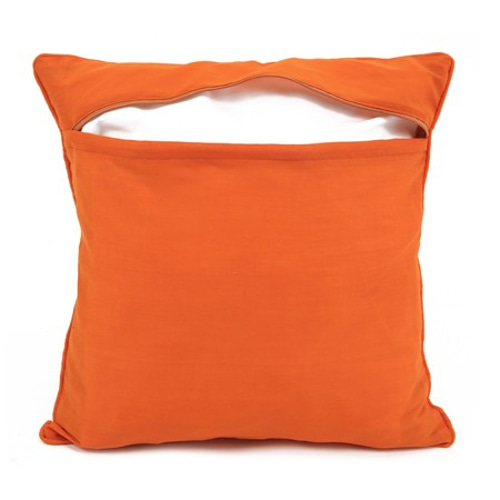 フェアトレード 絹 光沢 シルククッションカバー（オレンジ