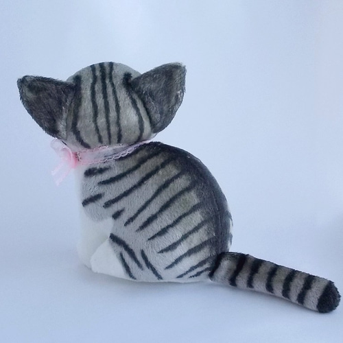 チェックズボンサバトラ猫のアートドール　【ハンドメイド】猫　ぬいぐるみ 楽天市場】スターターセット付き リアル猫 サバトラ 手作り