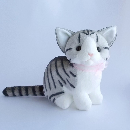 猫ぬいぐるみ「ねこにゃ」サバトラ白 【受注製作】 ぬいぐるみ